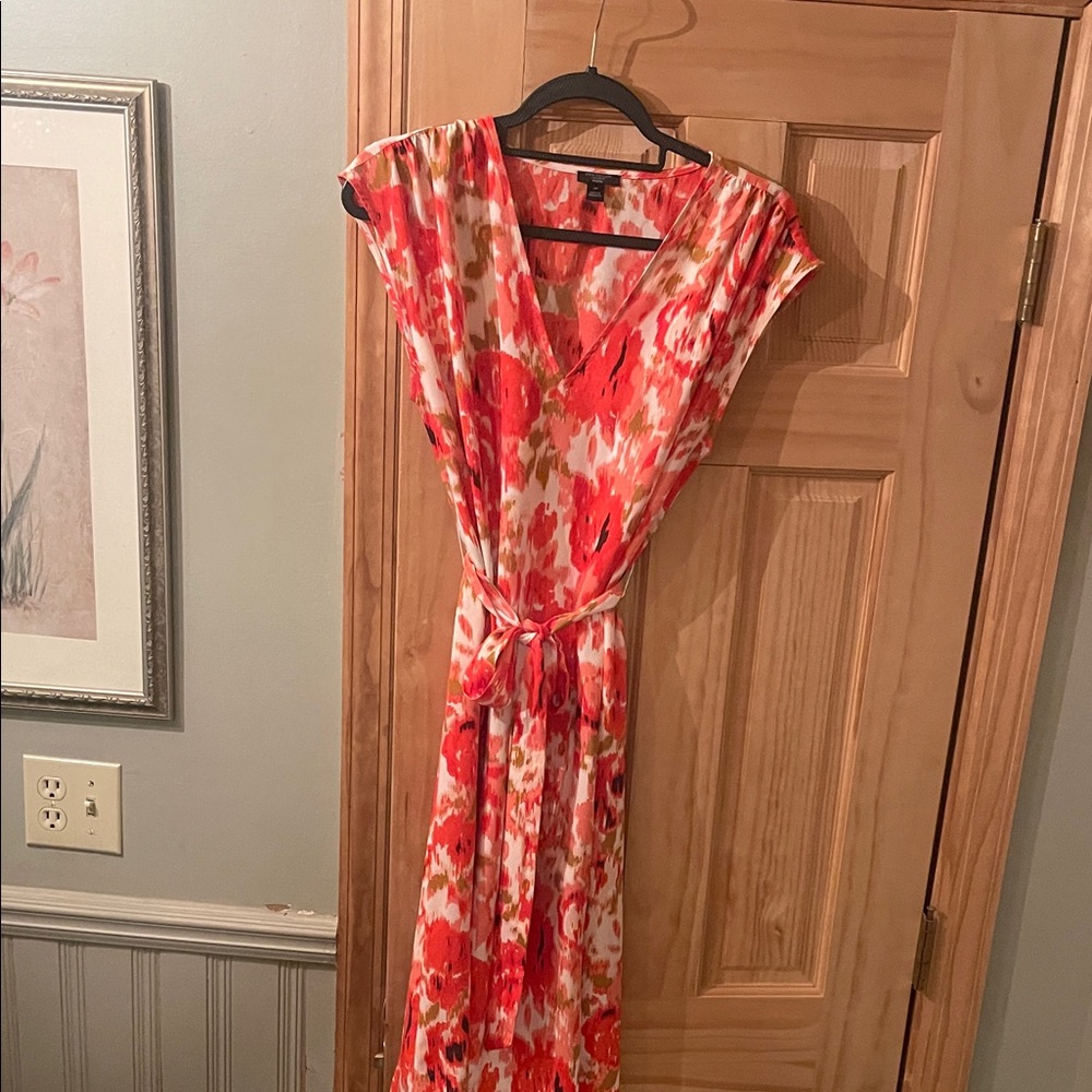 Ann Taylor Red and White Floral Maxi Dress